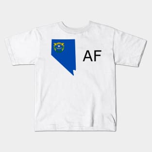 Nevada Flag State Outline AF (black) Kids T-Shirt